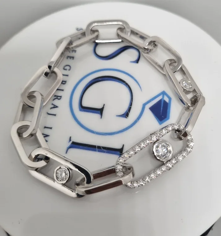 925  Sterling Silver Unisex Design Bracelet With 1.8 Ctw Lab Grown  Diamond Wholesale Bangle Bracelet Men With Handmade Product