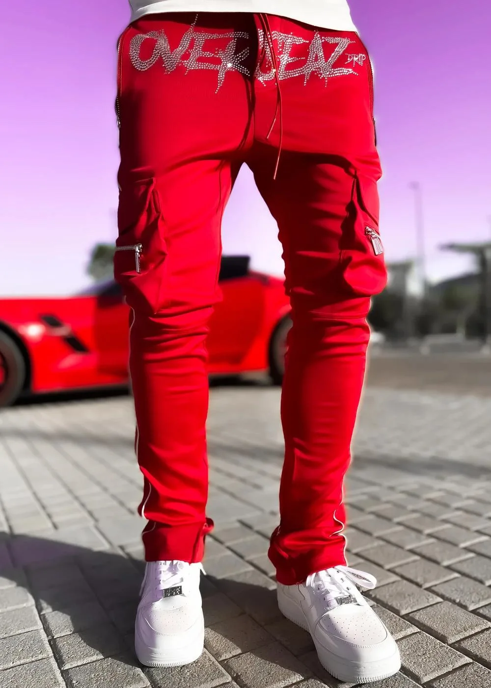 Gulidd New arrival autumn elastic waist cargo pants long trousers reflective casual workout pants