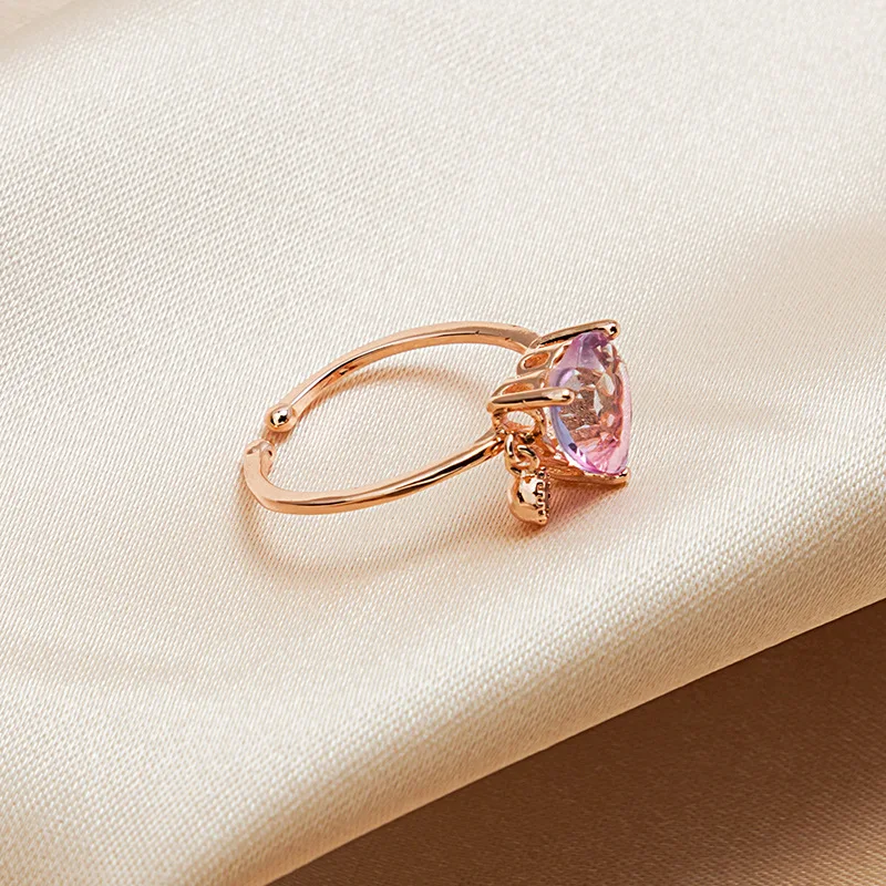 
Factory Direct Sell Fashion Crystal Girl Heart-Shaped Ring for Young Lady 