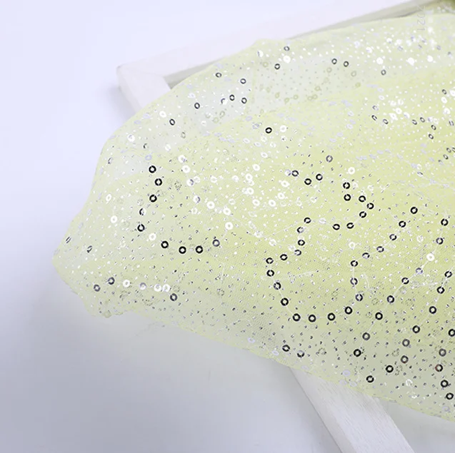 Width 150 cm Polyester Sequins beads Tulle Mesh Fabric Stars gilding embroidery net dress fabric for party wedding bridal skirt