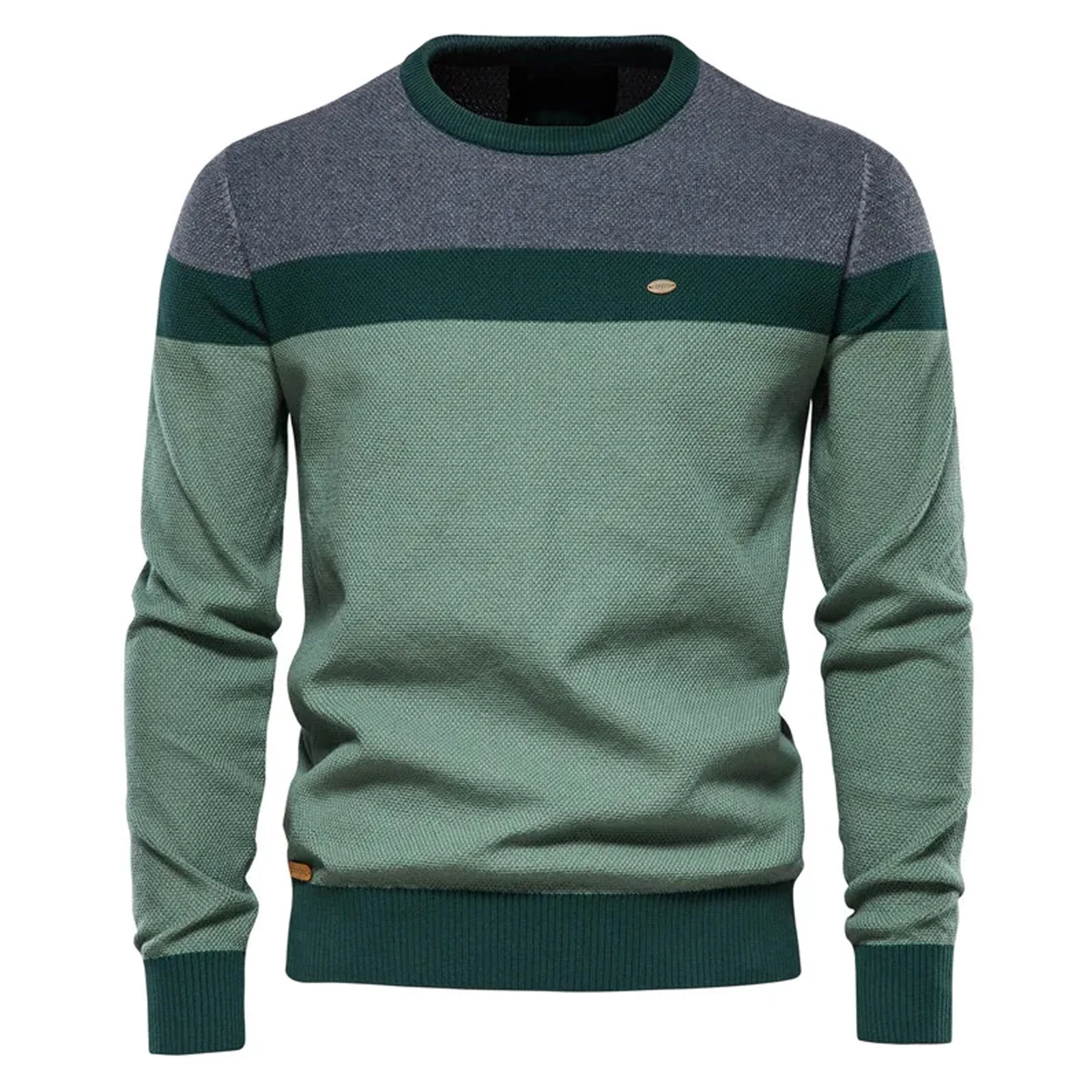 Knitwear Manufacturer Custom Crew Neck Male Cotton Stripe Knitwear Man Sweater for Men