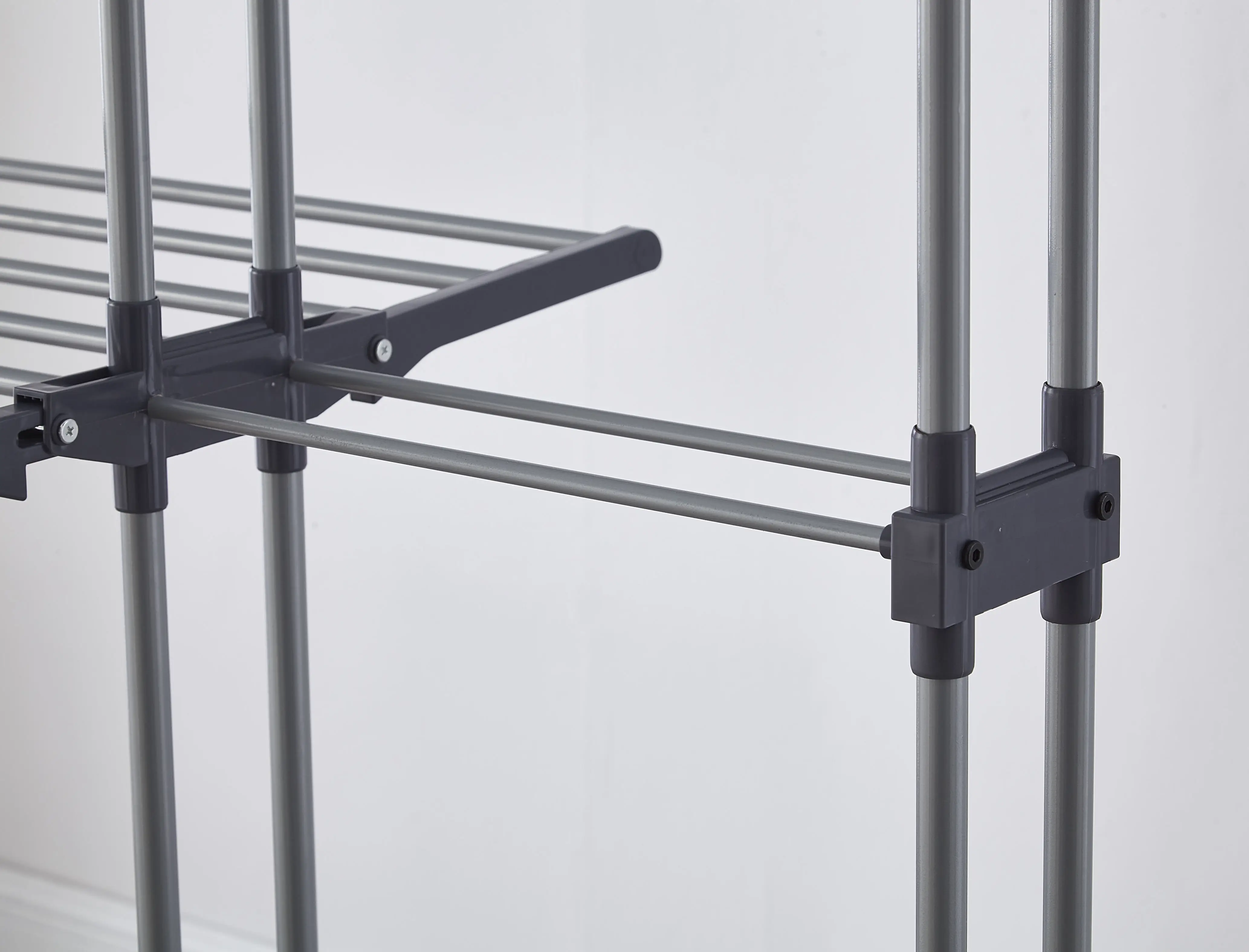 New design multi- layers foldable and duty baby clothes garments hanging dryer Aluminum metal cloth hanger rack with wheels