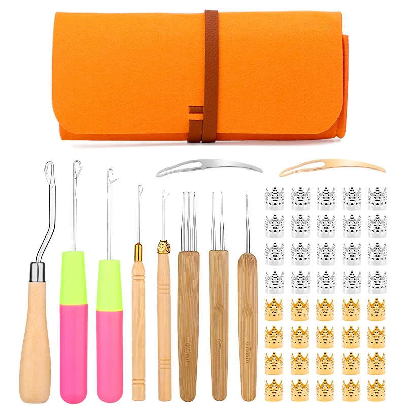Customized Professional Cross Border New Beginner Crochet Set Diy Hand Knitting Tools Portable Dreadlocks Set Crochet Bag