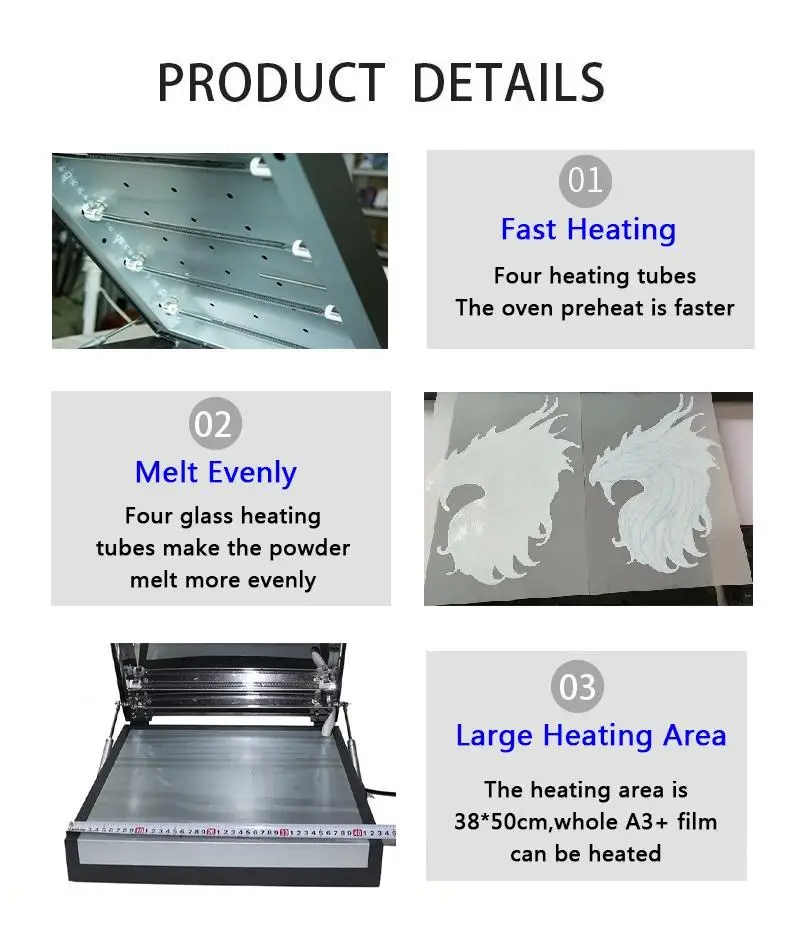 Wholesale 30cm dtf oven for ink and hot melt powder pet film curing heating dryer Machine A3 dtf oven for DFT printer