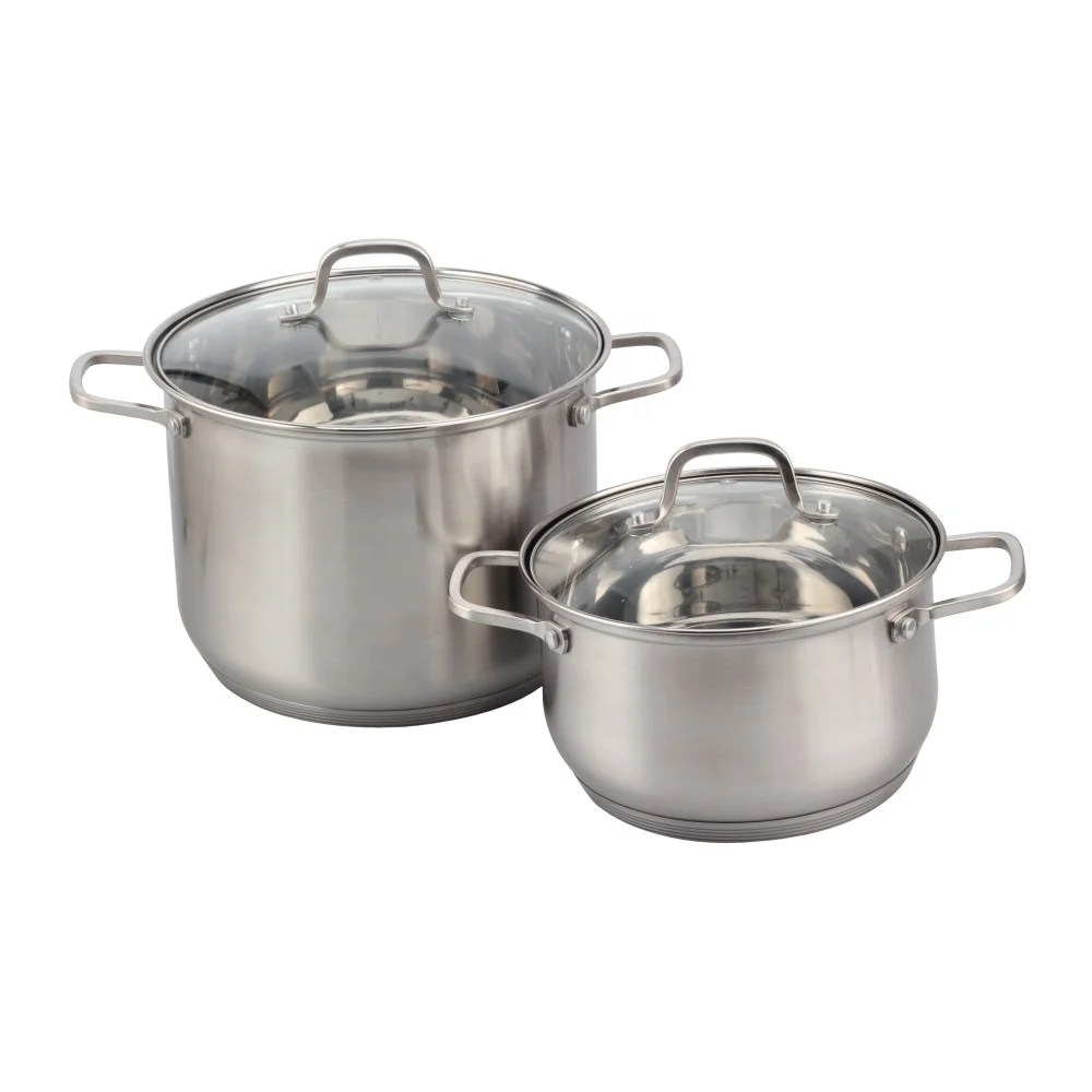 5 Piece Premium Cookware Set with Glass Lid , 5-Ply Capsule Stainless Steel Pots and Fry Pans