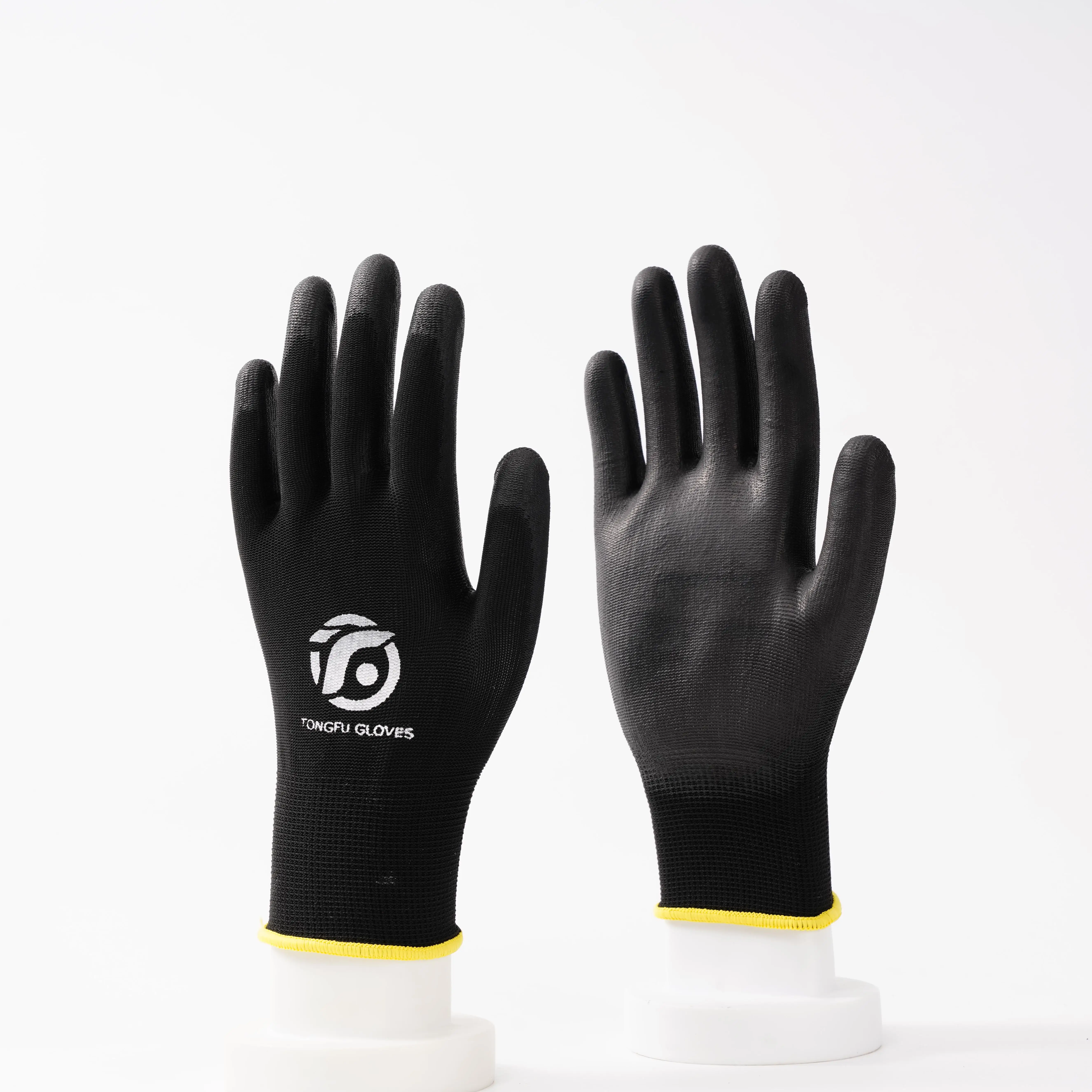 Custom logo PU dipped white nylon construction light weight work gloves safety products nylon pu coated work gloves