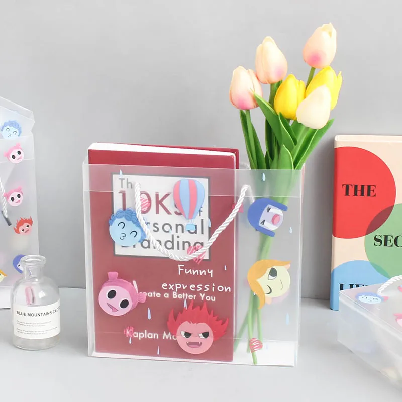 Прозрачная квадратная Нижняя сумка для покупок пакет упаковки конфет с логотипом на заказ прозрачная пластиковая сумка-тоут из полипропилена и ПВХ бутика