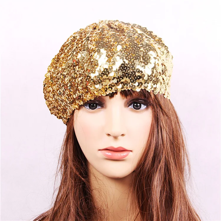  Sequins berry fashion hats wholesale circular sequined flat-topped monochromatic color can be customized factory