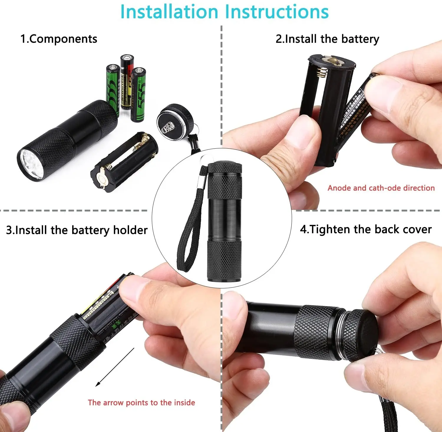 Blue UV Flashlight Detector 395nm 365nm LED Torch Light for Money Checker Scorpions Bed Bugs Curing UV Glue Aluminum Torch