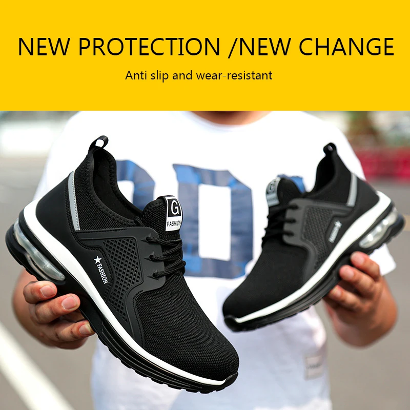 Hot selling professional Flyknitting Upper Soft and Comfortable Anti Stabbing  safety boots for men steel toe