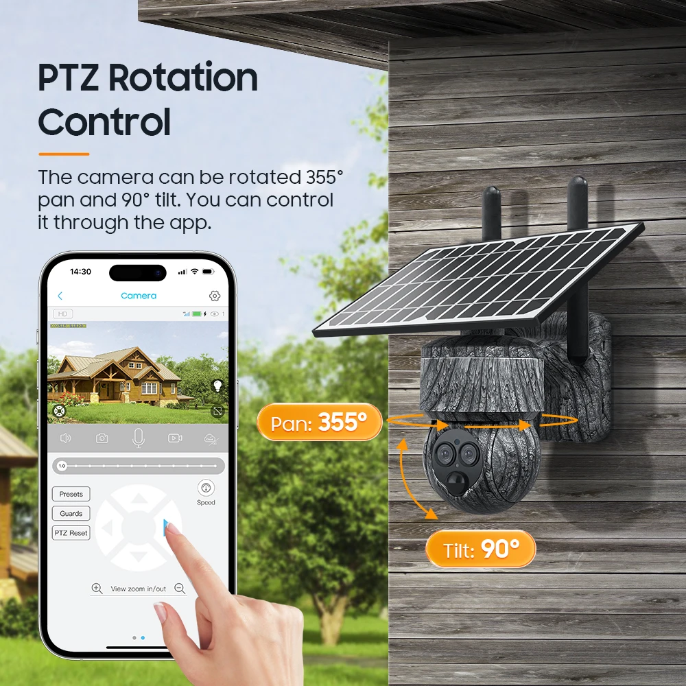 GSM 4G Sim Card Camouflage Hunting PTZ Solar Powered Battery Security Solar Battery Powered Mini 4G Camera With 12X Zoom