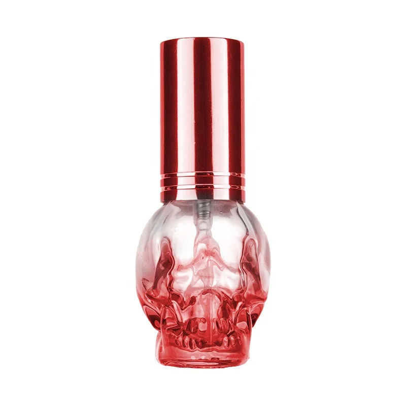 Colorful Empty Skull shape Glass 8ml 10ml 15ml Gel Nail Polish Bottle for nail polish gel package glass bottle with spray pump