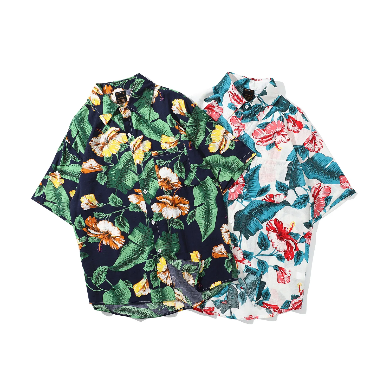 
High quality breathable hawaiian funny multi-color flower new printed cotton beach shirt for men 