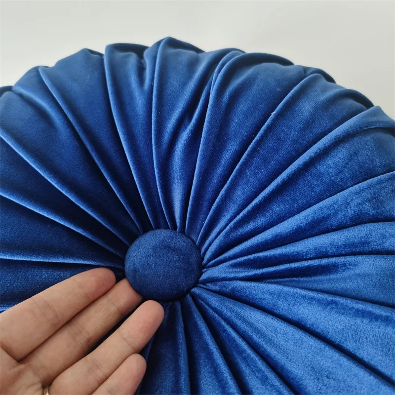 Luxury Soft Round Pleated Velvet Handcrafted Function Sofa Cushion Pumpkin Vehicle Wheel Home Decorative Throw Pillows For Couch