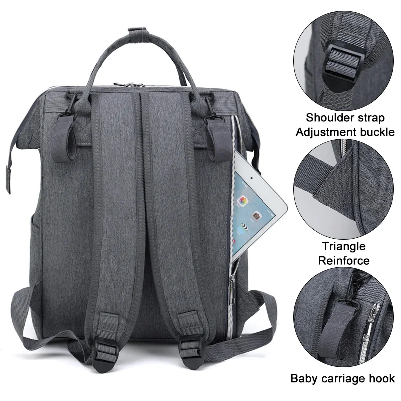 custom baby products organizer bag waterproof mummy back pack  diaper backpack vendors with USB free sample