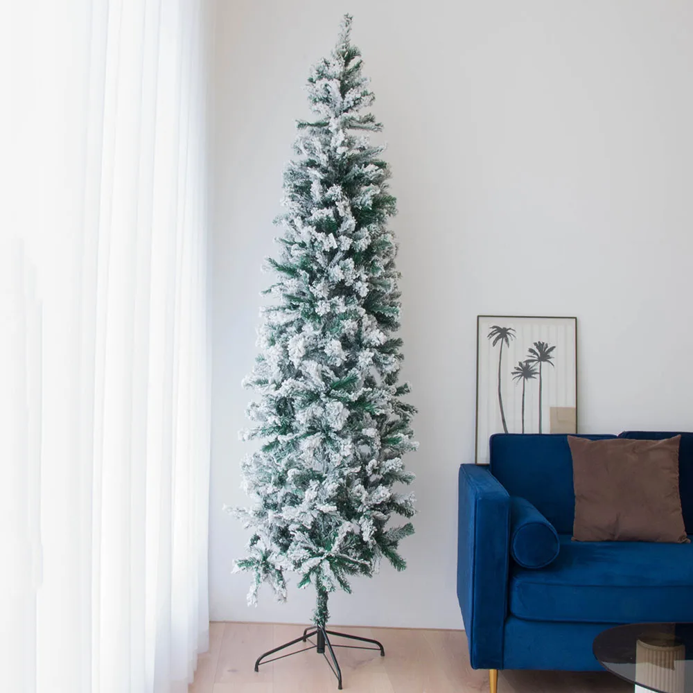 Искусственная Праздничная Рождественская сосна со снегом, 7,4 футов, наконечники ветвей из ПВХ, частично Флокированная Рождественская елка