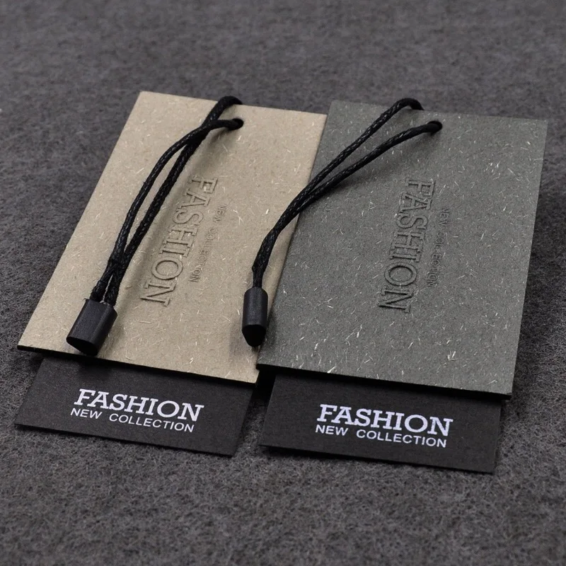 Kraft paper specially  printing embossed foiled customized with UV garments hang tag paper tag for jeans clothing and garments