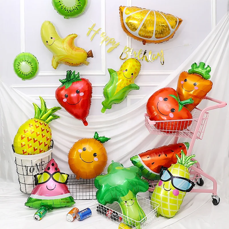 New Summer Fruit And Vegetable Modeling Aluminum Film Balloon Wedding Birthday Party Children Cartoon Balloon Wholesale