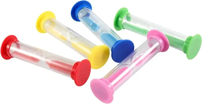 Customized Wholesale 1 2 3 4 5 minute colorful plastic sand timer hourglass for kids toy and board game sand clock