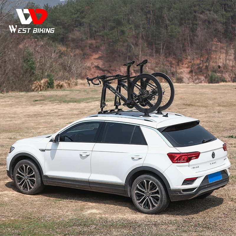 WEST BIKING Bicycle Suction Cup Rack With Storage Bag Aluminum Alloy Suction Cup Roof-Top Rear Bike Rack Car Roof Bicycle Rack