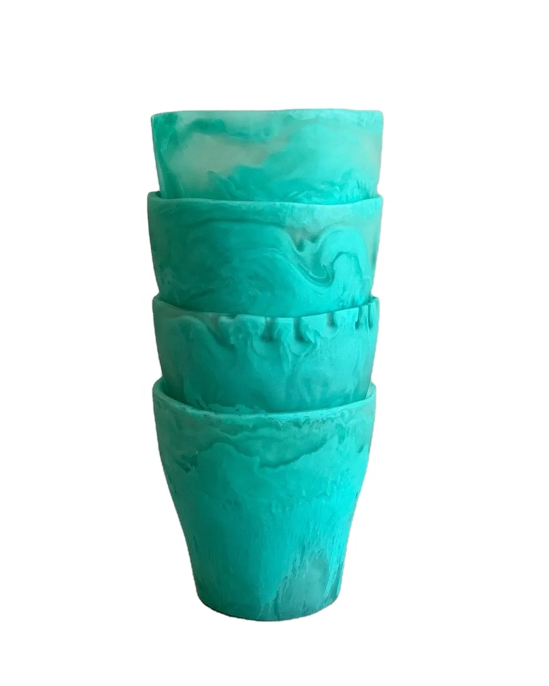 Handmade resin tumbler with marble texture handcrafted water cup aqua swirl pattern cup ice cream cup used in home and hotel