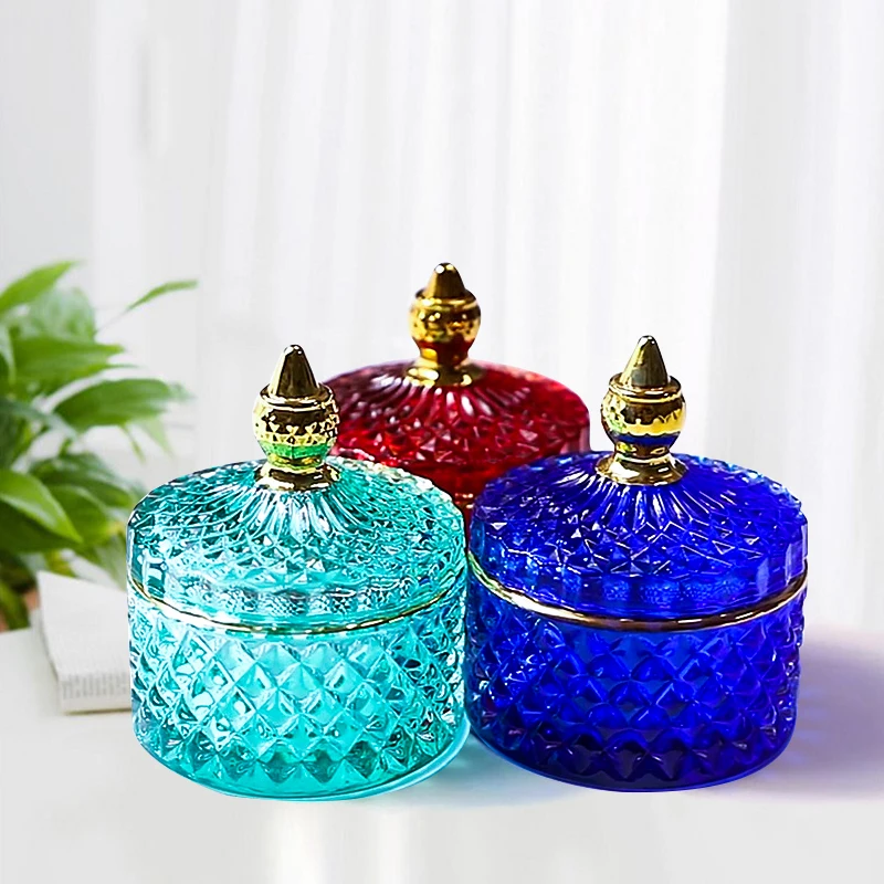 Лидер продаж небольшой роскошный стеклянный мини-контейнер для свечей с крышкой