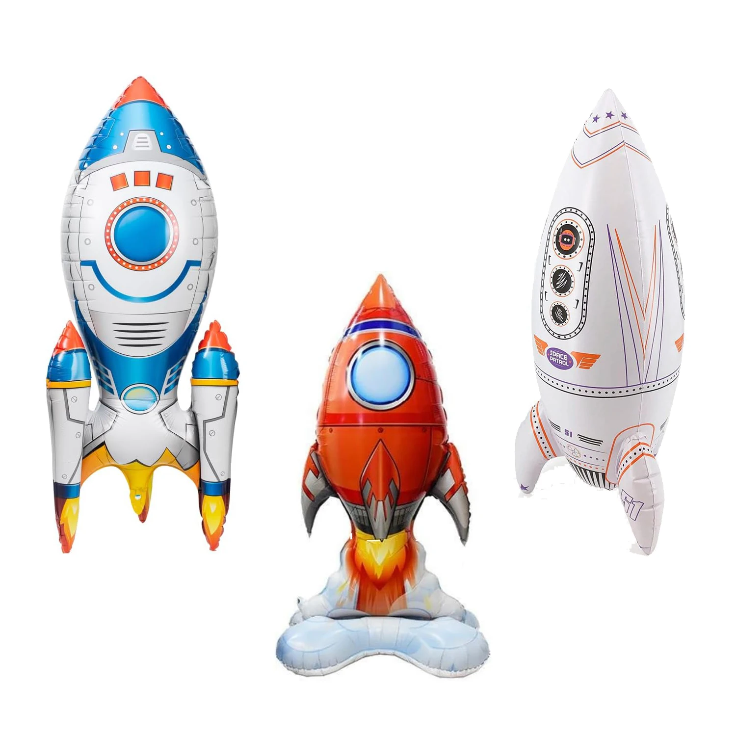Jet Creations Inflatable Rocket Ship Astronomy and Space Theme  Decor for Birthday, Science Classroom Space Themed Party