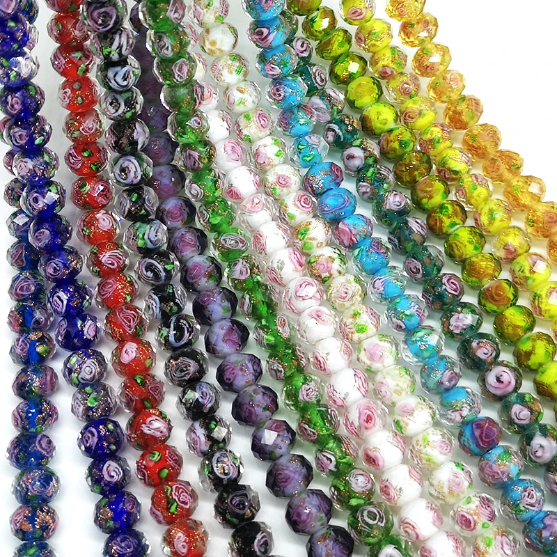 Gold Sand Lampwork Beads Glass Handmade Round Loose Beads