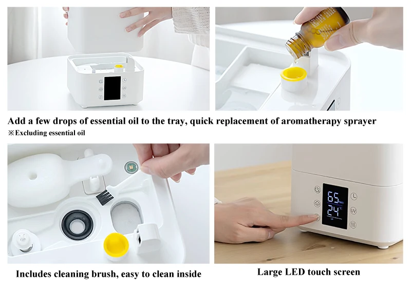 RUNAL 4L Top Fill Big Steam Cool Warm Mist Heat Large Umidificador Ultrasonic Humificador Humidificador H2o Air Humidifier