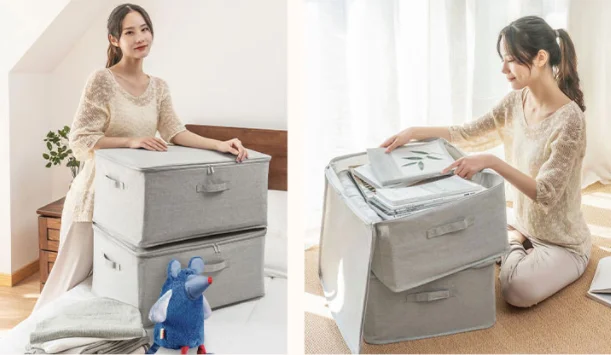 Extra Large Clothes Storage Bag Waterproof Clothes Organizer with Double Zipper for Storing Quilt Blanket Pillow Bed Sheet