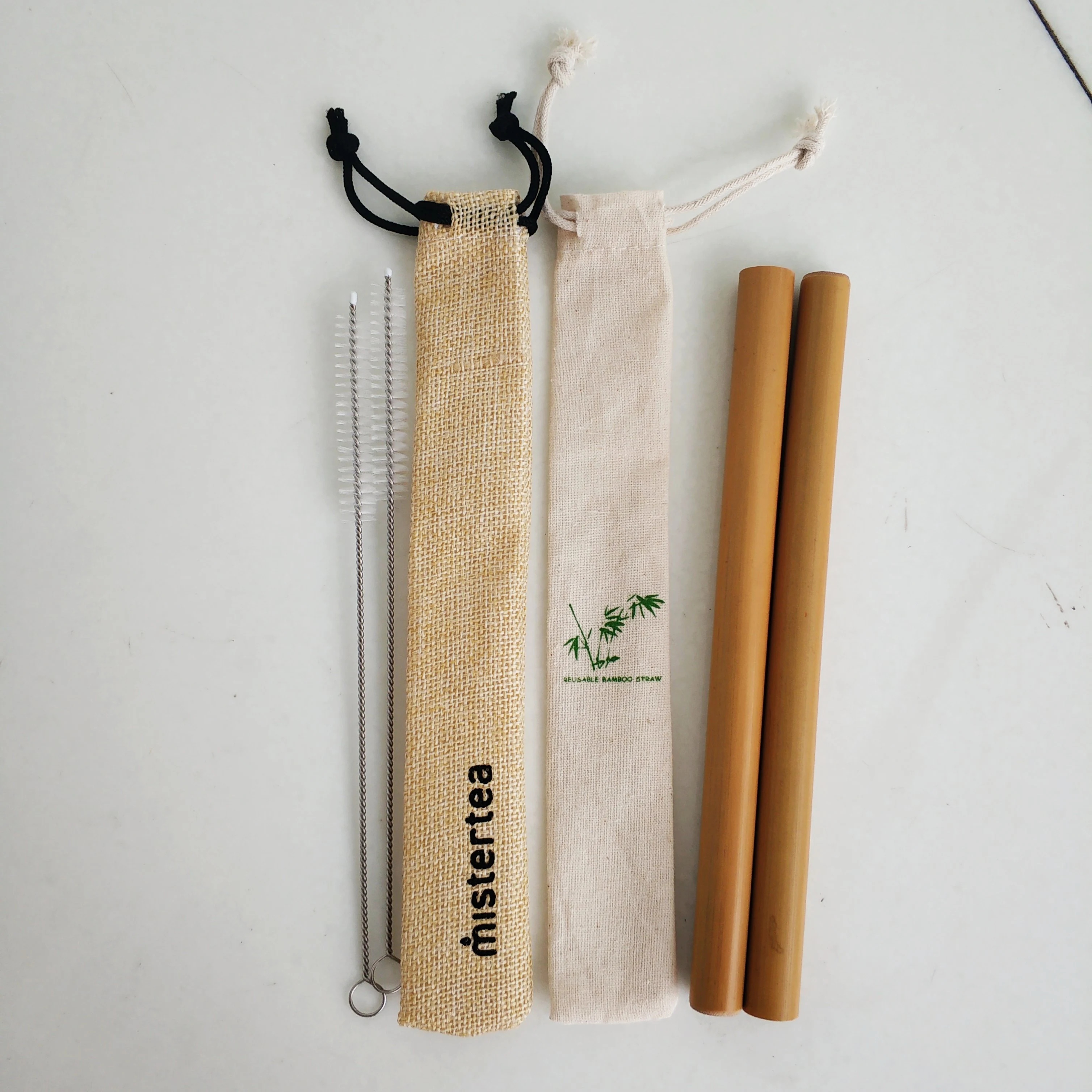 JOYE reusable eco bamboo drinking straw set with individual bag package with logo