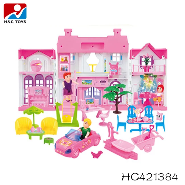 Educational toys kids plastic toy doll house pretend toy villa