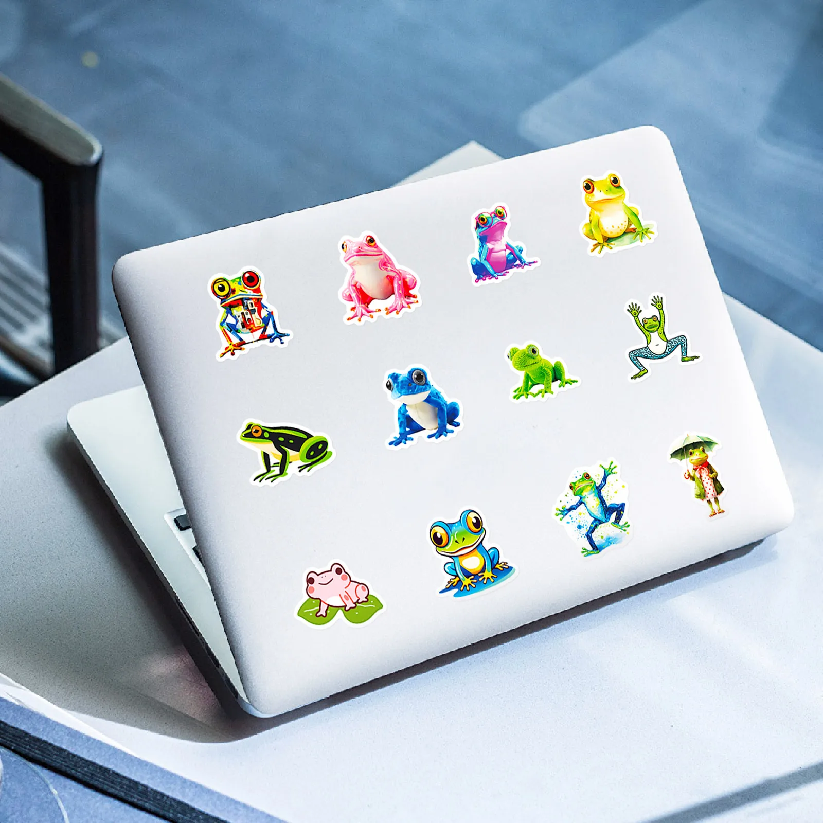 50Pcs Cute Green Cartoon Frog Graffiti Stickers For Refrigerator Wall Decor Vinyl Colorful Frogs Sticker