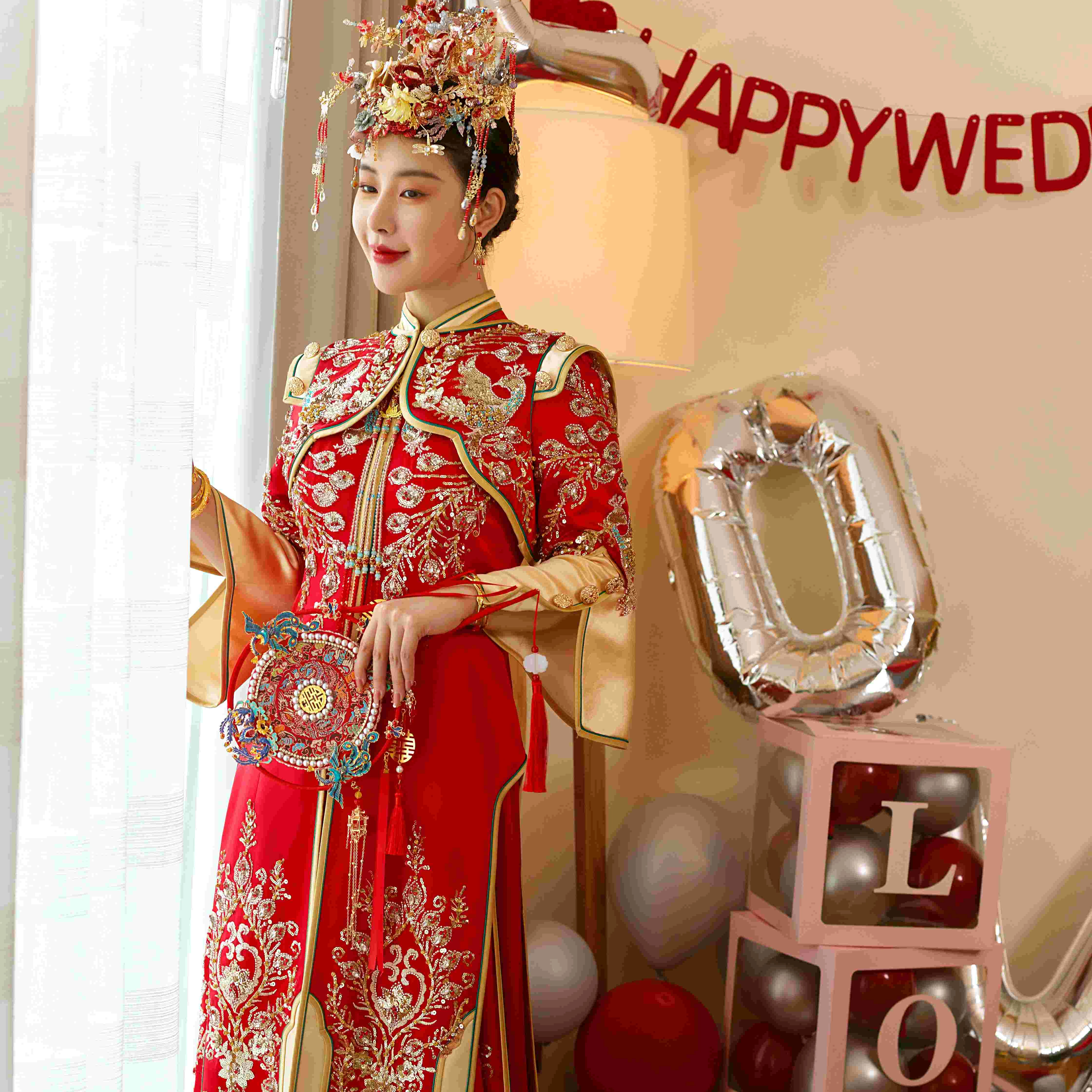 Высококачественные новые женские тяжелые рабочие платья Xiuhe Китайские Длинные традиционная китайская одежда