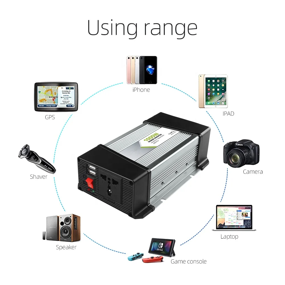 High Quality DC to AC Corrected Sine Wave 1000w 12v to 220v 1000 watt dc ac power inverter factory power inverter solutions