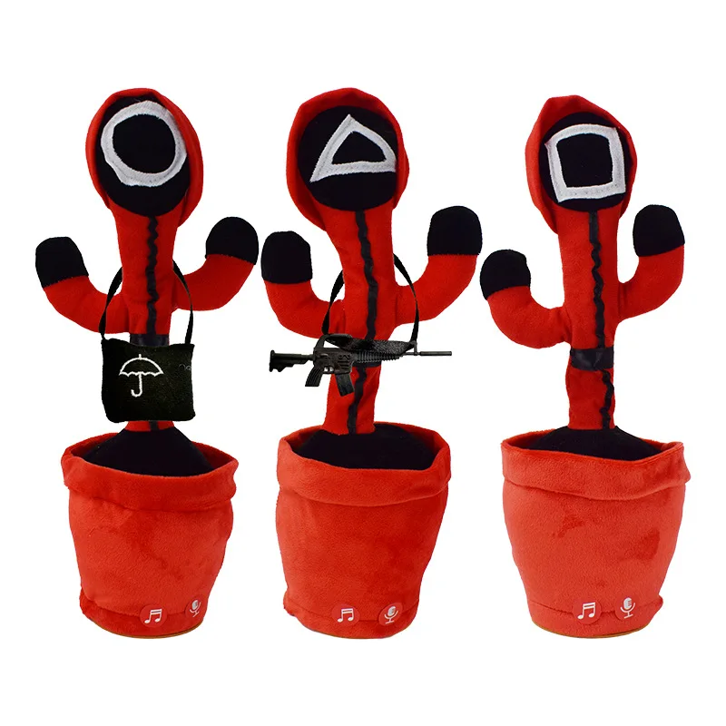 Горячая кальмарная игра, танцевальная кукла, говорящая, запись звука, повтор, кальмарная игра, милая, набитая, танцующая, говорящая, электрическая, кактус, плюшевая игрушка