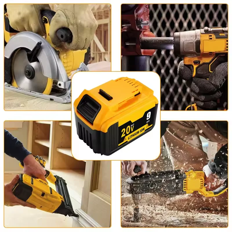 For Dewalt  DCB200 20V   9ah MAX Rechargeable Lithium-Ion Combo Kit 6AH Power Pack Battery Prismatic  Storage Power Tools Solar