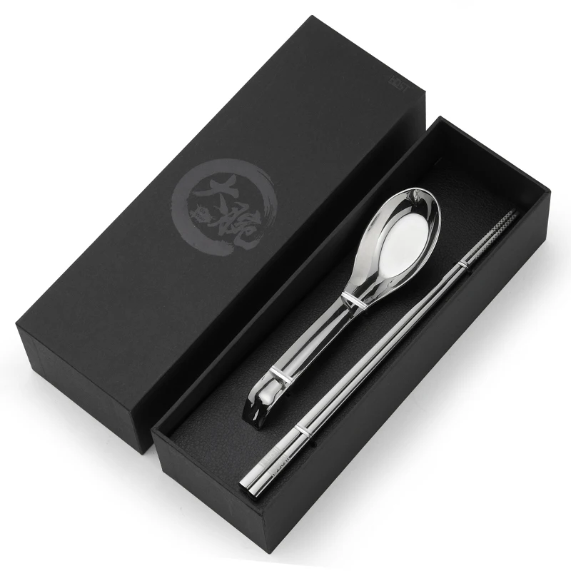 
Reusable Metal Chopsticks with Asian Soup Spoons ,Laser Personalized Classic Soup Spoon and chopsticks 