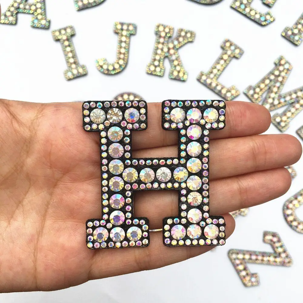 Custom Letter Rhinestone Beaded Applique Iron on Rhinestone Patches For Clothing