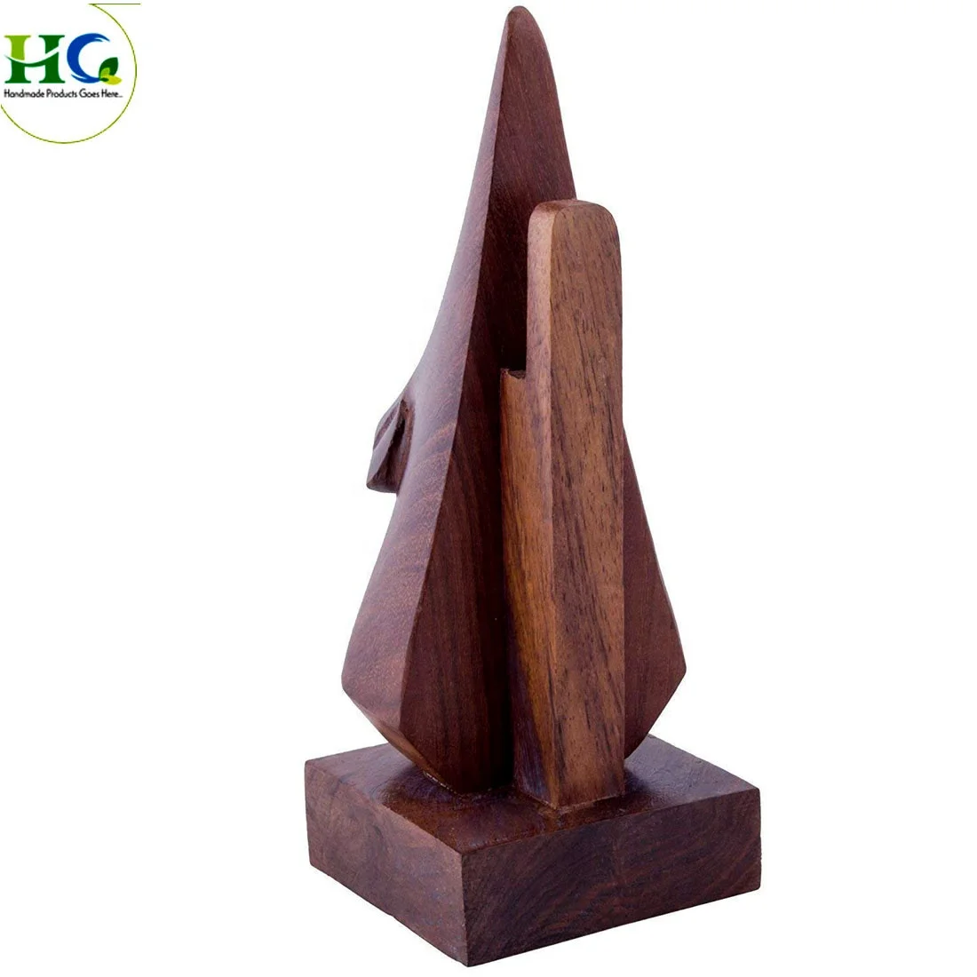 Handmade Wooden Eyeglass Holder Stand with Black Mustache Unique Spectacle Specs Display Stand