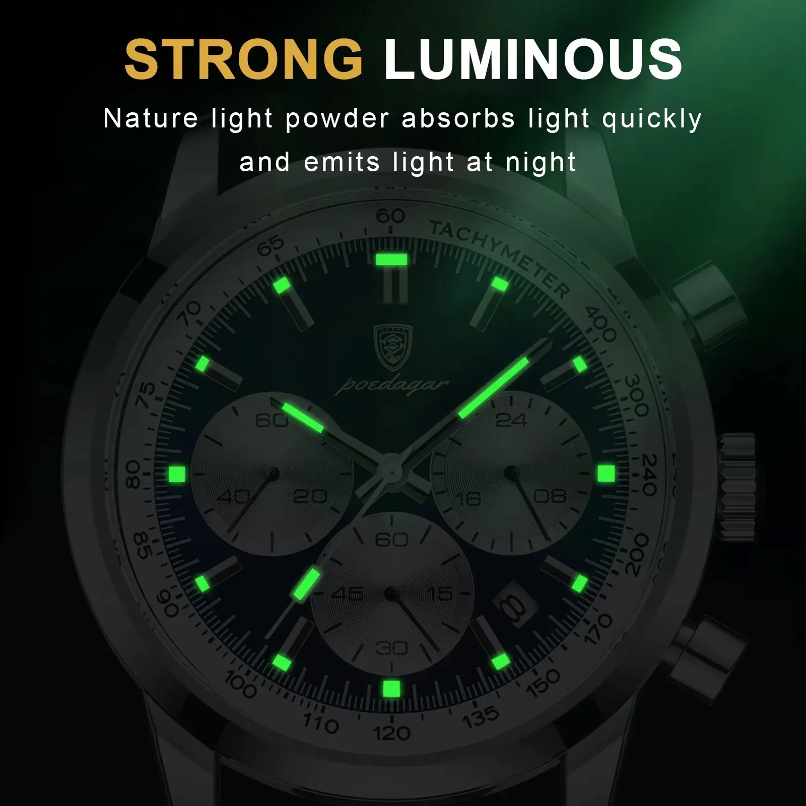 2024 Poedagar Luxury Leather Reloj Waterproof Luminous Watch For Men Multifunctional Chronograph Date Quartz Watches