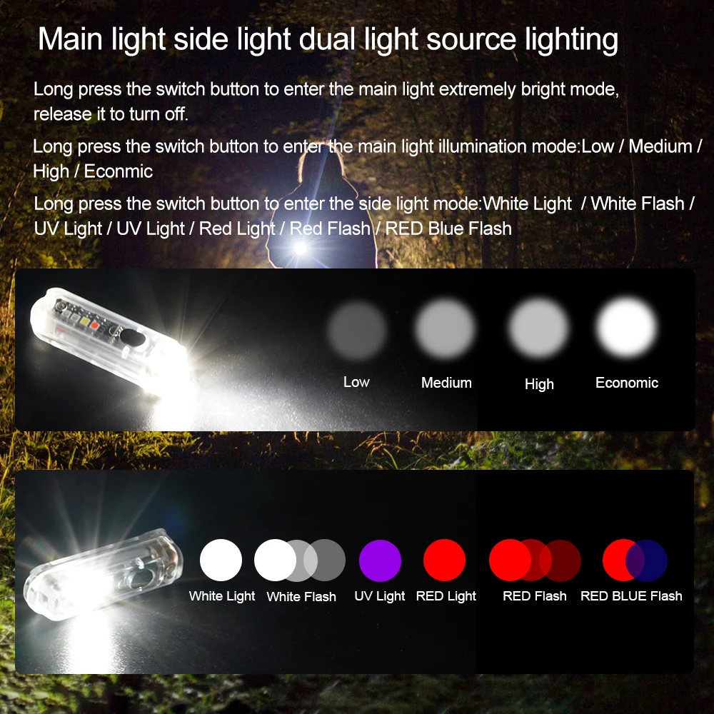 New Powerful LED Keychain Flashlight Waterproof Rechargeable Portable Torch Lamp Small Lightweight COB Light For Outdoor