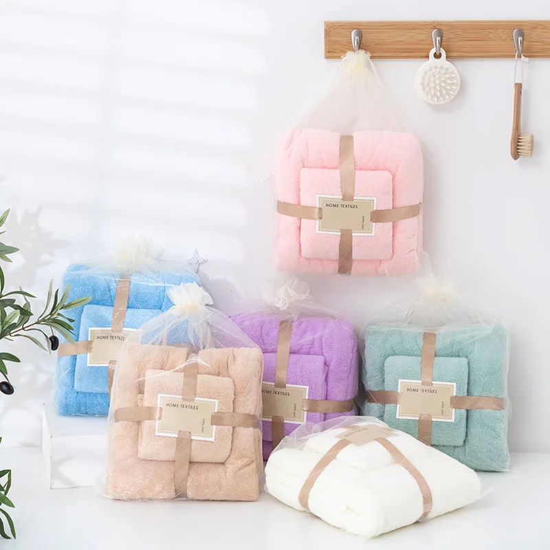 coral velvet towel set hot sale High density extra soft quick dry coral fleece bath towel