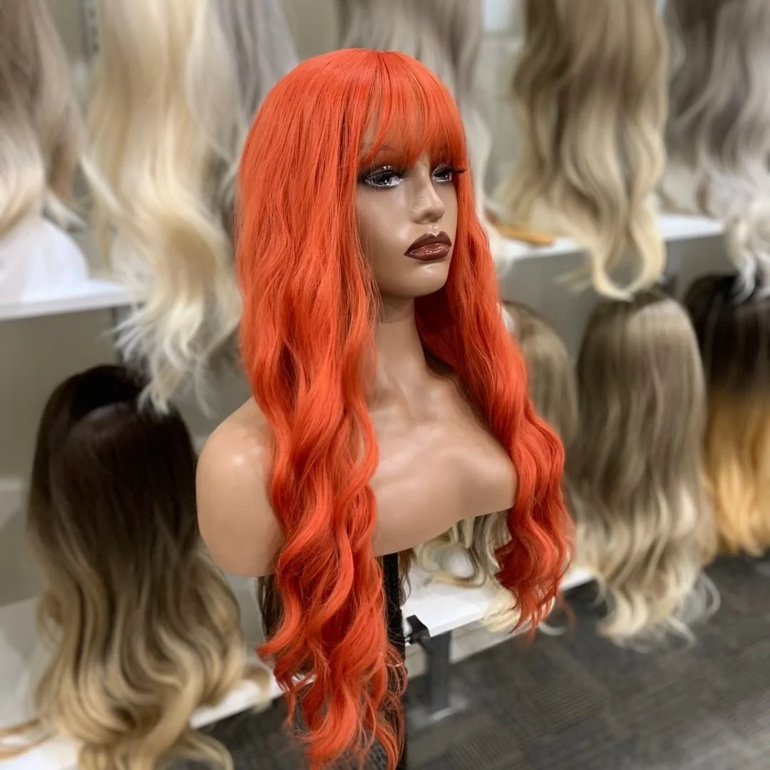 Long Silky Body wave Ombre Color Wigs Futura Fiber Hair 13x4 inch Heat Resistant Synthetic Lace Front Wigs For BLACK Women