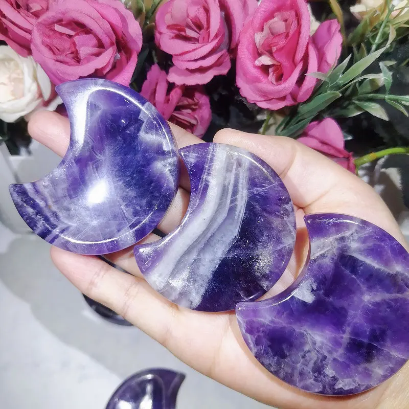 Wholesale Price Hand Polished Bowl Crystals Carving Craft Natural Dream Amethyst Moon Bowl