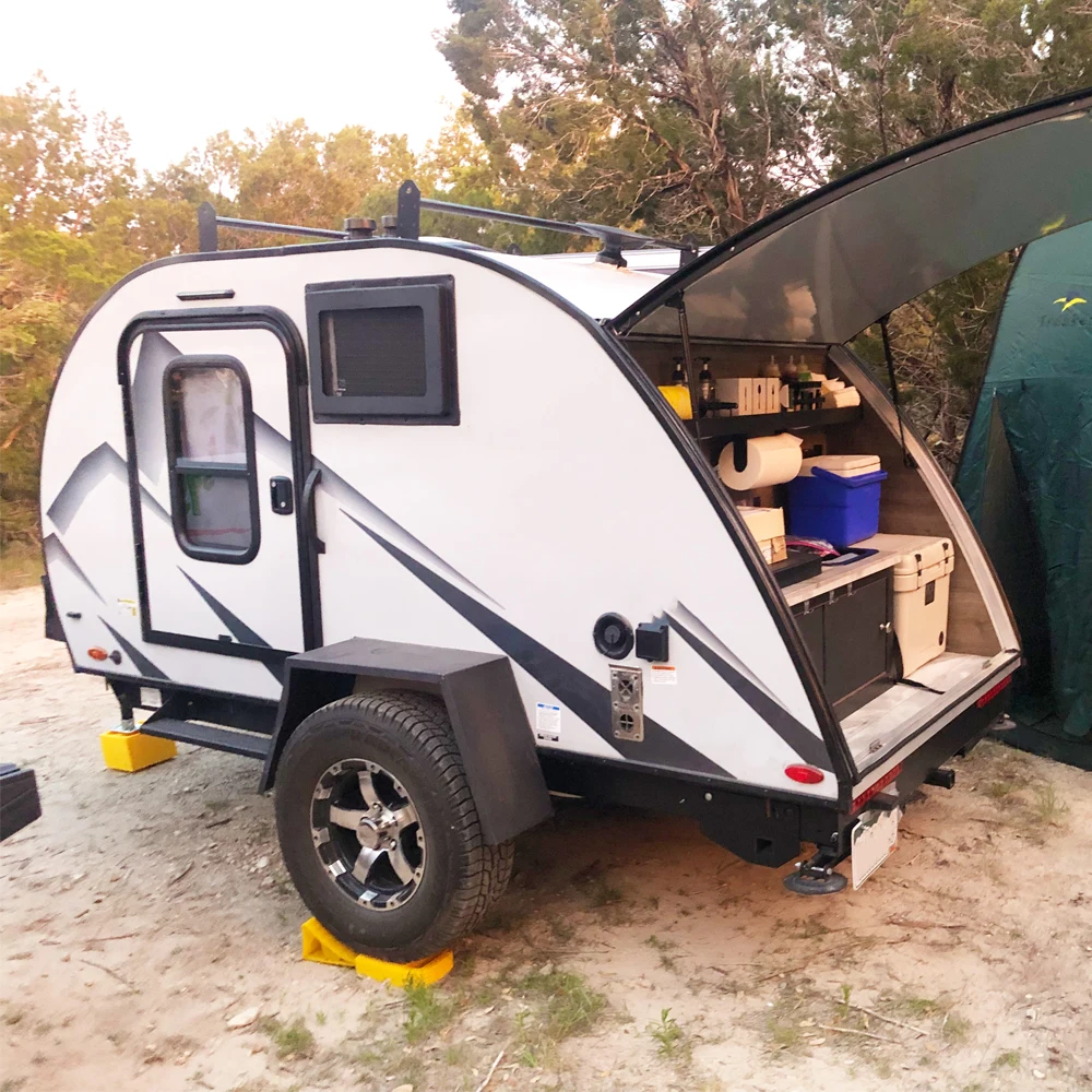 2024 Ecocampor Small Off-Road Motorhomes Lightweight Aluminium Fiberglass Mini Camper with Kitchen Tent for Outdoor Traveling