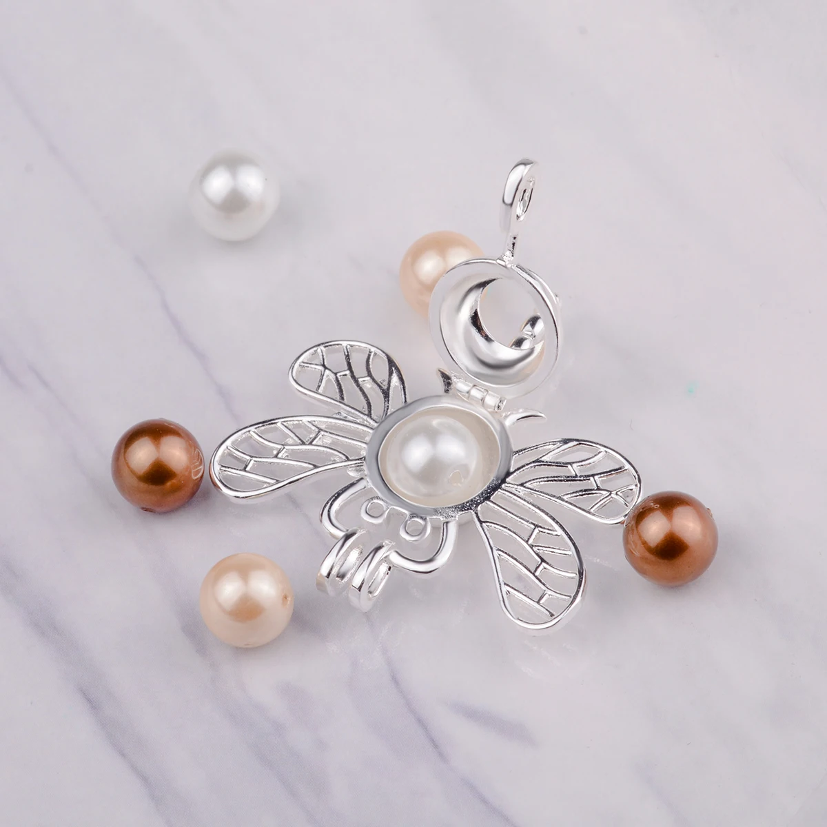 Серебряный пресноводный устричный жемчуг бусины медальон клетка ювелирные изделия ожерелье