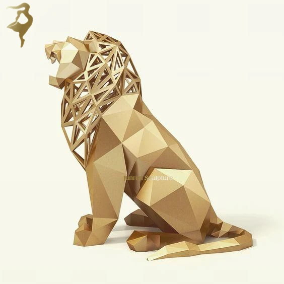 Modern Custom Design Disappear Abstract Metal Lion Statue Stainless Steel Animal Sculpture For Garden