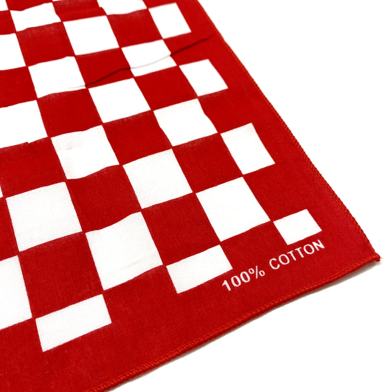 Factory Square cotton bandana digital printing red and white checkered cotton  men square cotton big bandana for sa