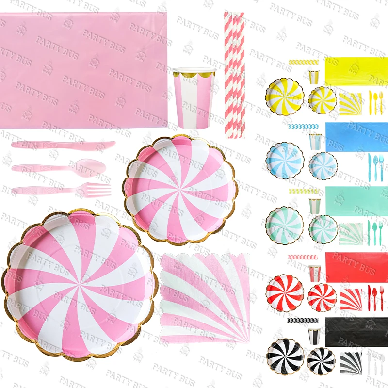 PARTYBUS одноразовые многоцветные вращающиеся бумажные тарелки с мельницей, посуда для вечеринки, столовая посуда, набор тарелок для дня рождения, товары для вечеринки